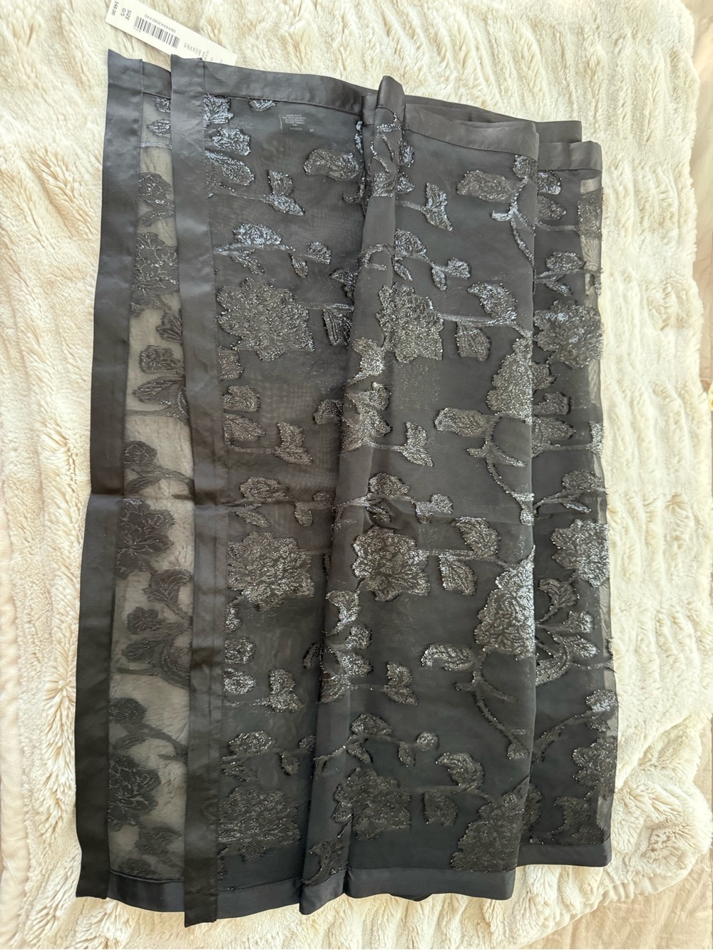 cezanne Black Floral Embroidered Sheer Scarf